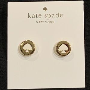 KATE SPADE Spot the Spades White Enamel & Gold POST EARRINGS!